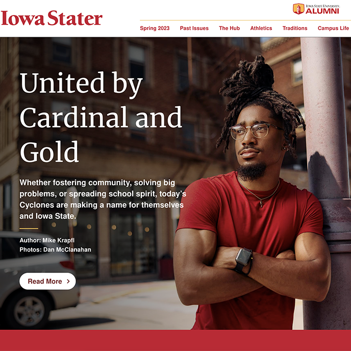 Screenshot of the Iowa Stater magazine homepage