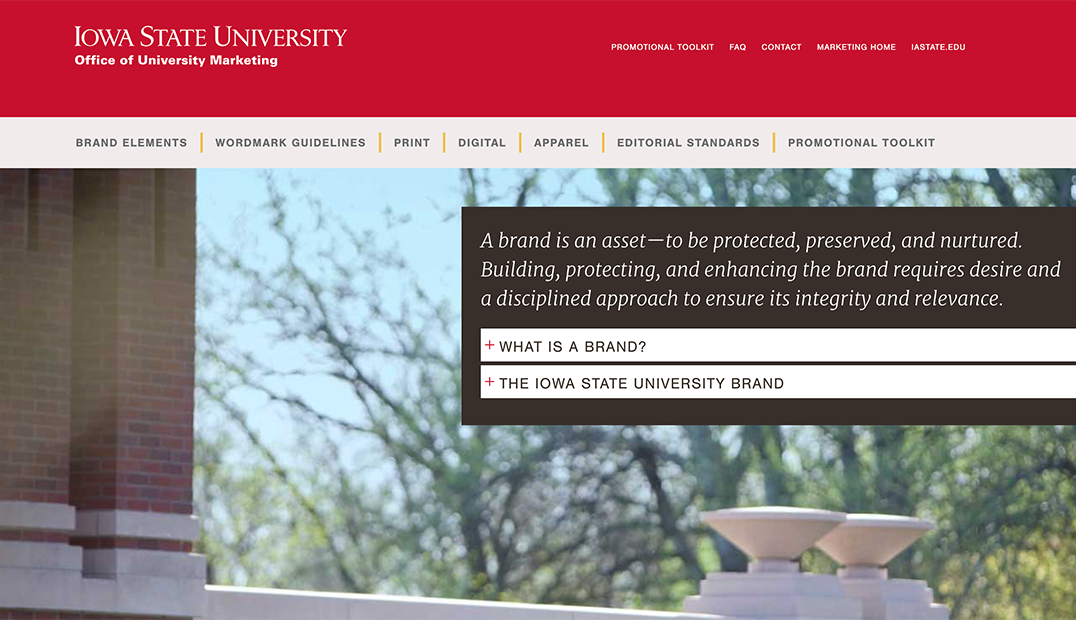 Screen shot of the University Marketing brand website.
